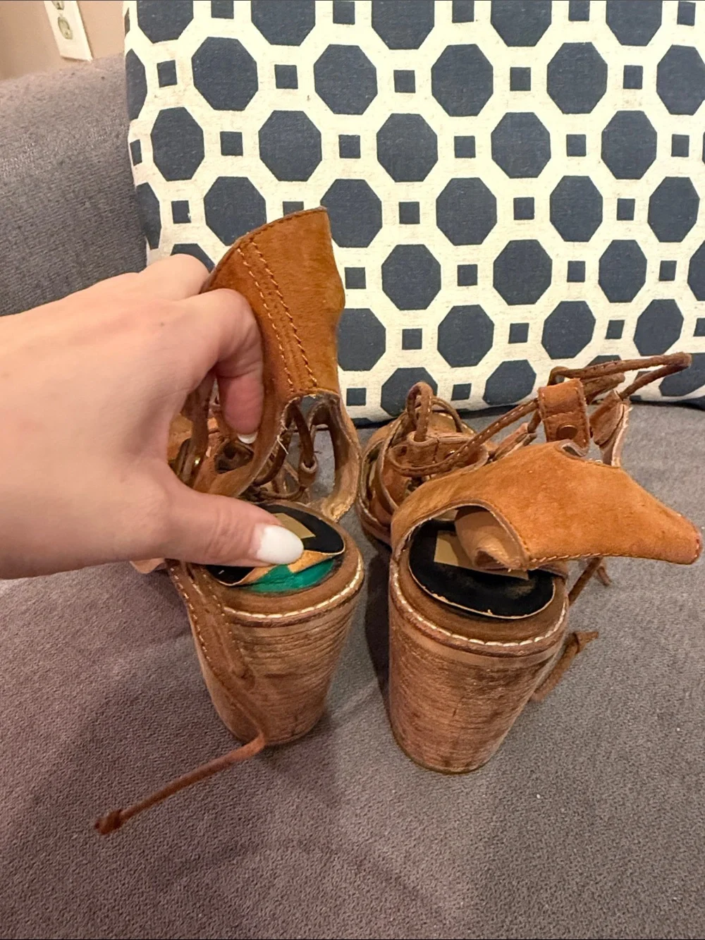 Dolce Vita Brown Lace-Up Suede Block Heel Sandals